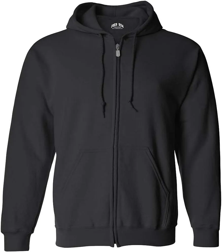 Joe's USA Men's Full Zipper Hoodies - Hooded Sweatshirts in 25 Colors. Sizes S-5XL