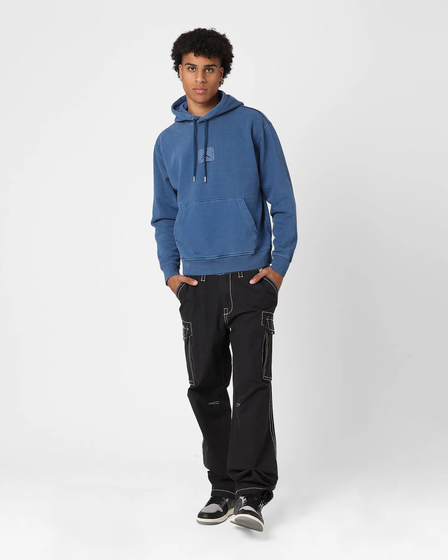 Jordan Essentials Statement Washed Fleece Pullover Hoodie Sky J French Blue