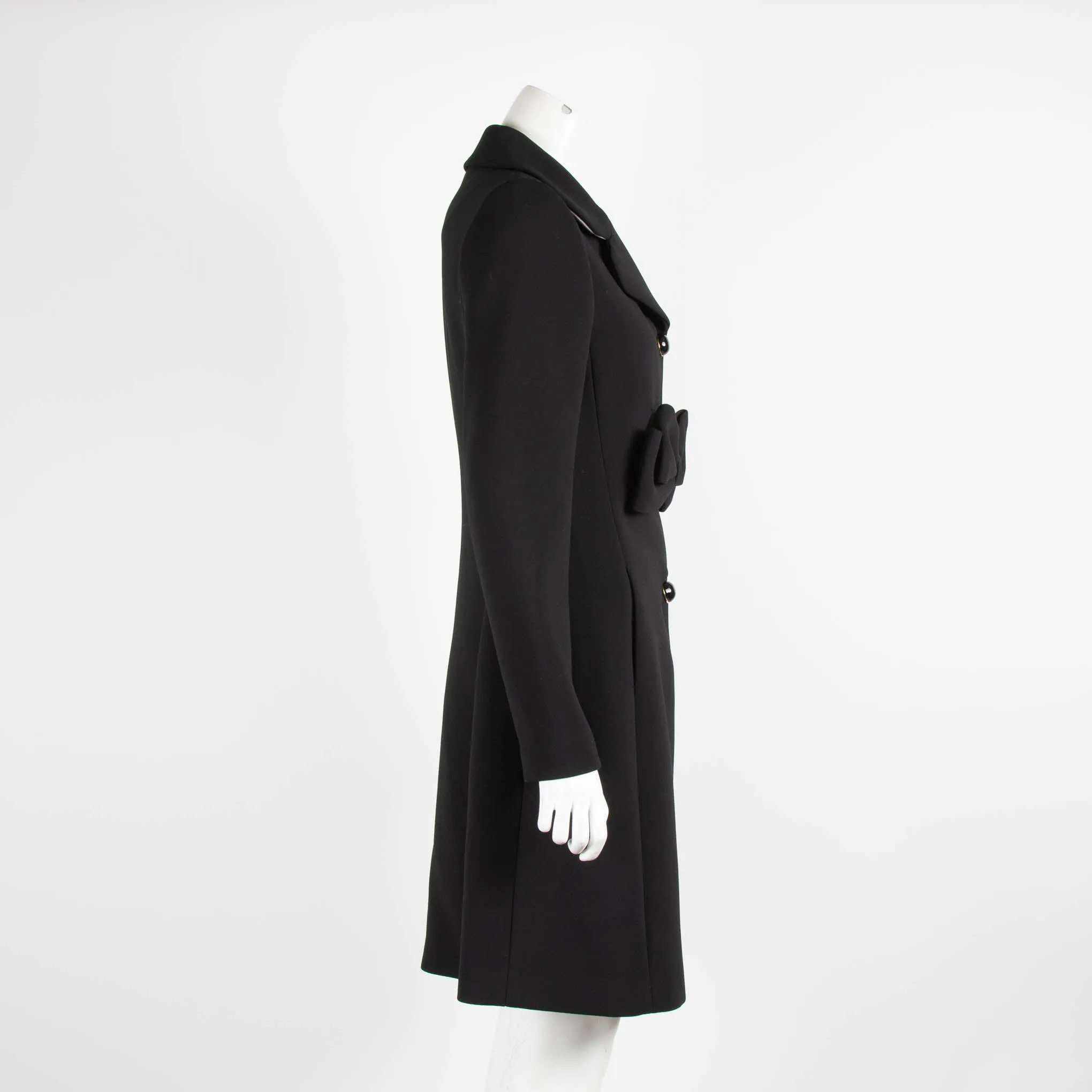 Kate Spade Black Crepe Bow Front Formal Coat