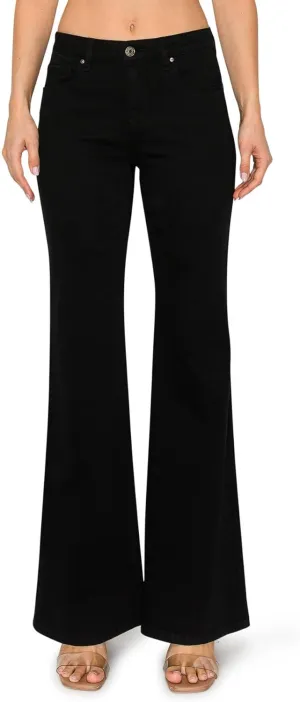 KHAKI & BLUE Women's The Everyday Garment-Dyed Flare Jeans  Soft Stretchy High Rise Comfy Casual Pants