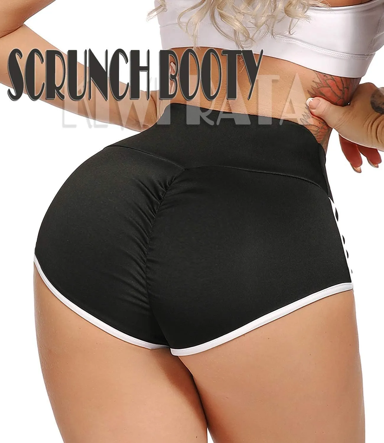 KIWI RATA Women's High Waist Booty Shorts Scrunch Butt Lifting Gym Workout Sexy Yoga Hot Pants