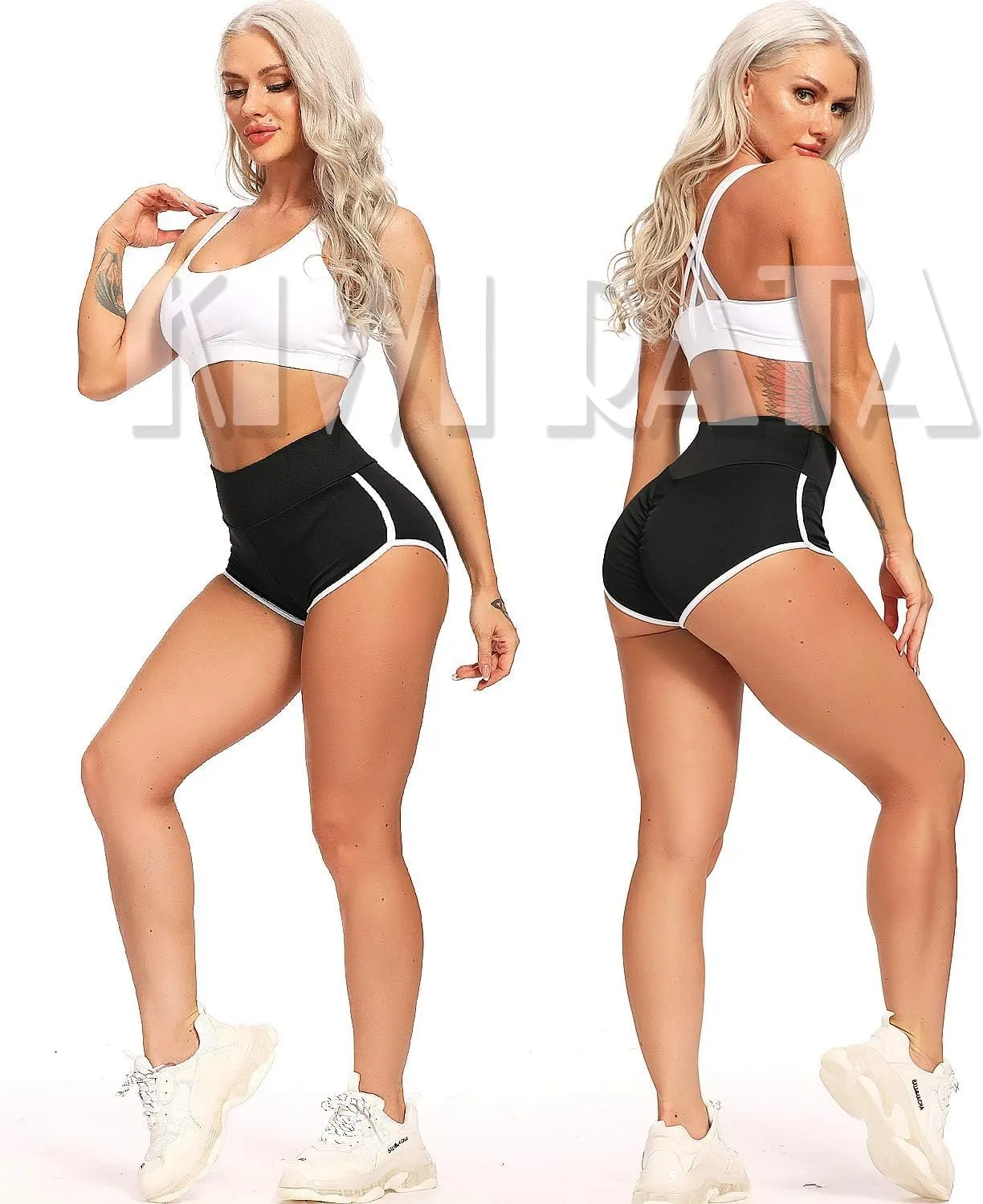 KIWI RATA Women's High Waist Booty Shorts Scrunch Butt Lifting Gym Workout Sexy Yoga Hot Pants