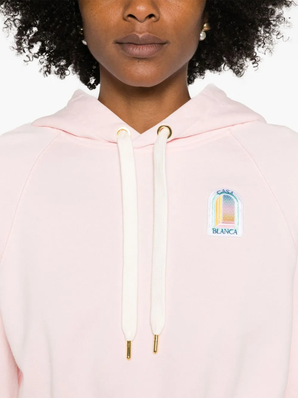 logo-patch cropped hoodie