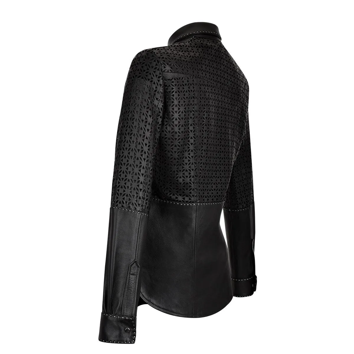 M263BOB - Cuadra black fashion blouson leather shirt jacket for women