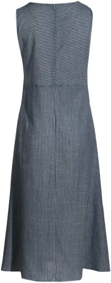 Maxi Dress for Women,2024 Summer Trendy Plain Plus Size Cotton Linen Dress,Casual Crewneck Sleeveless Flowy Sundress