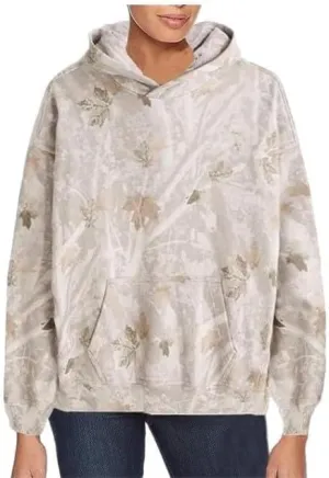 Melliflo Women's Camo Hoodies Maple Leaf Print Oversized Hooded Pullover Sweatshirts with Pocket Fall Fashion Outfits