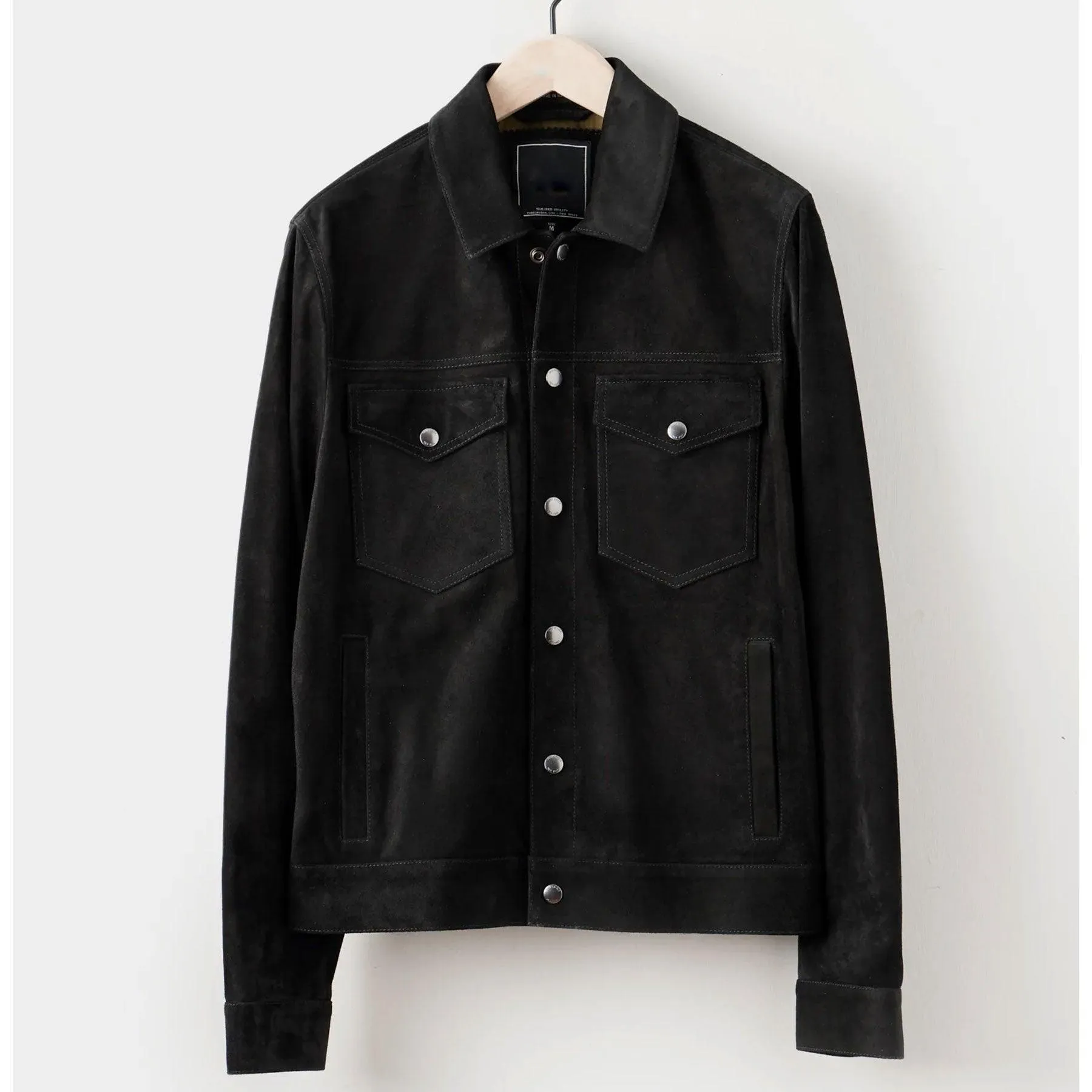 Men’s Black Suede Leather Jacket Shirt Jeans Style
