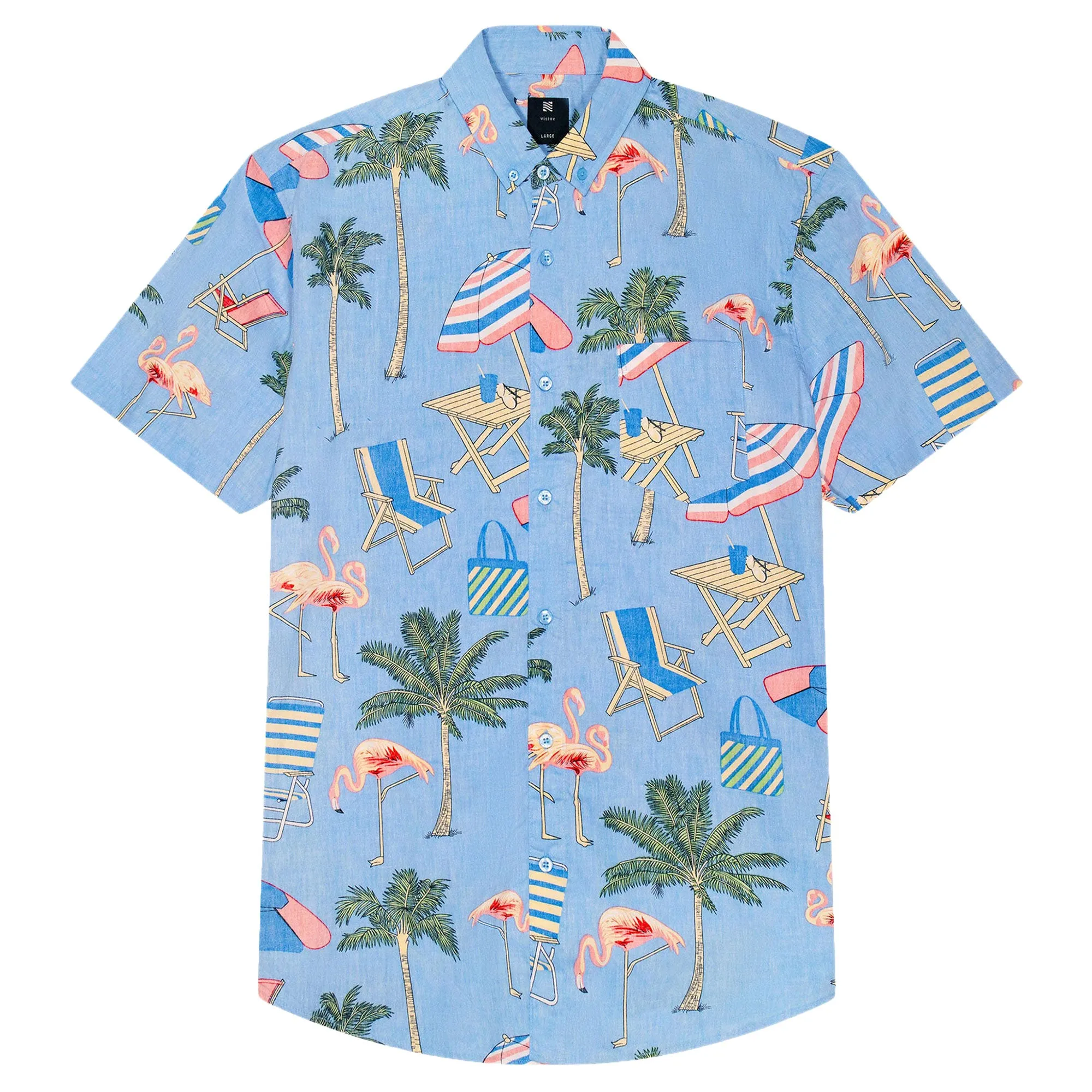 Mens Button Down Shirt - Beach Party