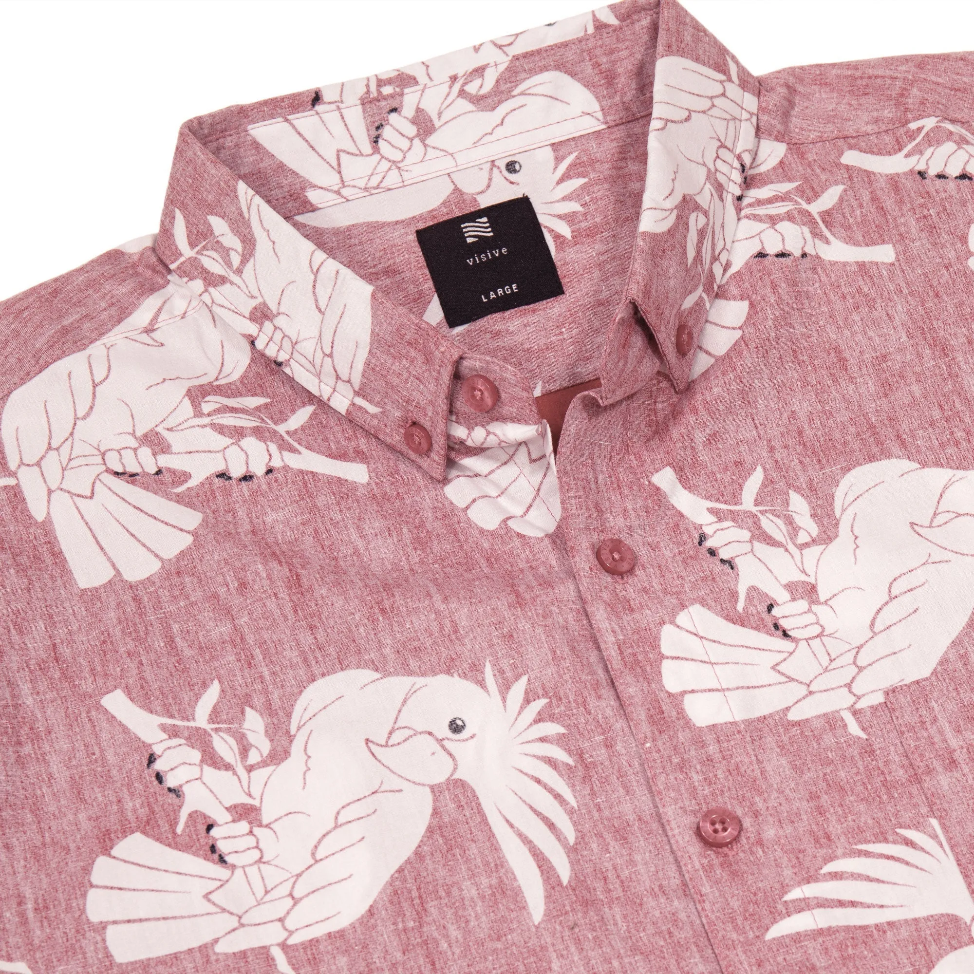 Mens Button Down Shirt - Reverse Red Parrot