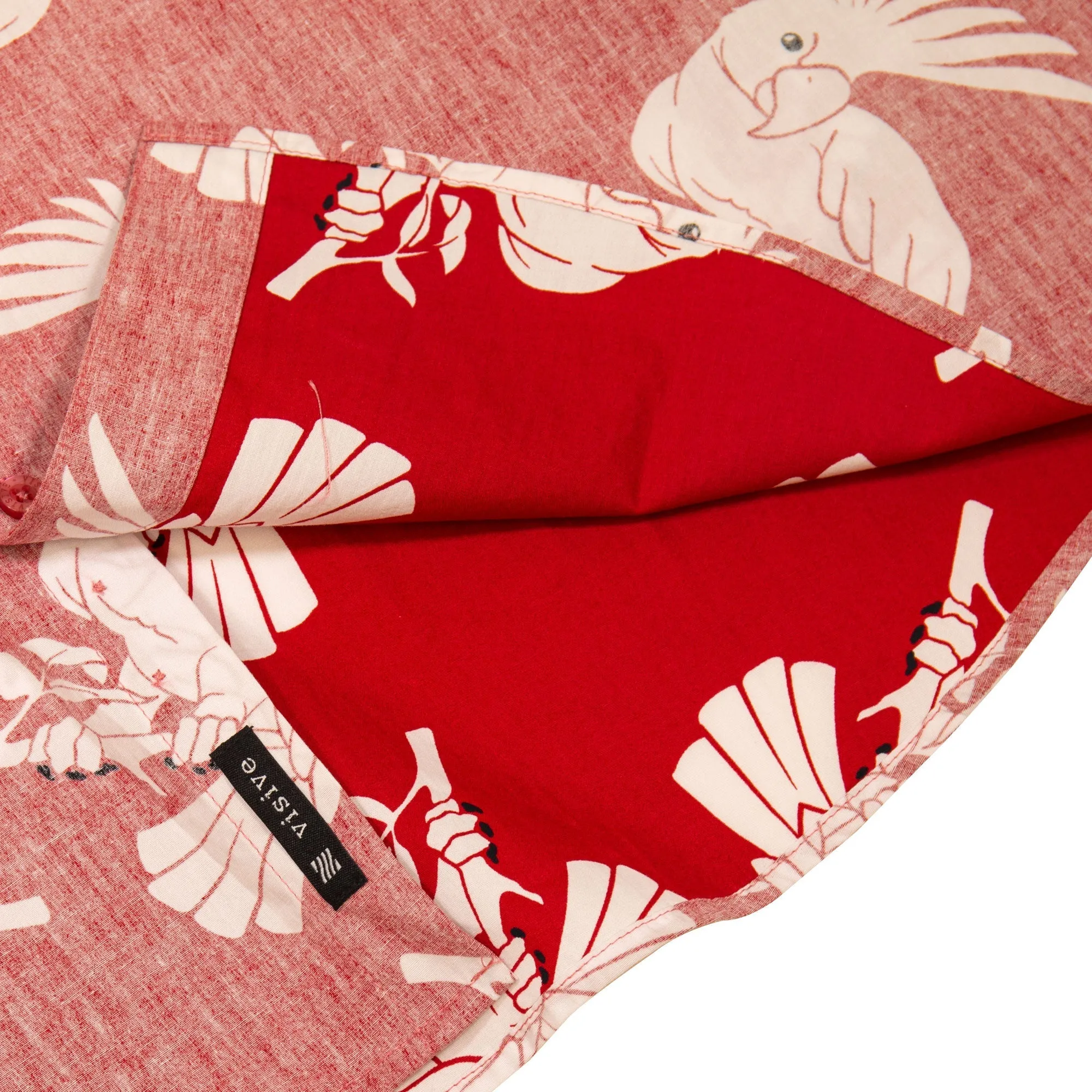 Mens Button Down Shirt - Reverse Red Parrot