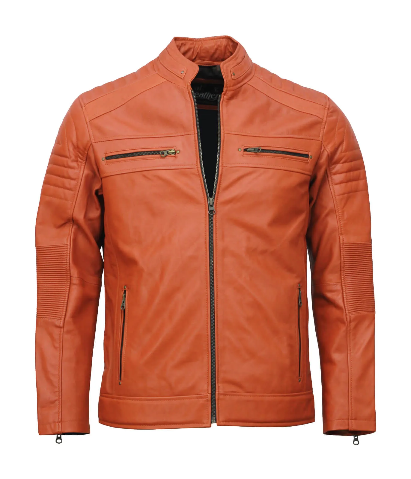 Men’s Café Racer Brown Biker Leather Jacket