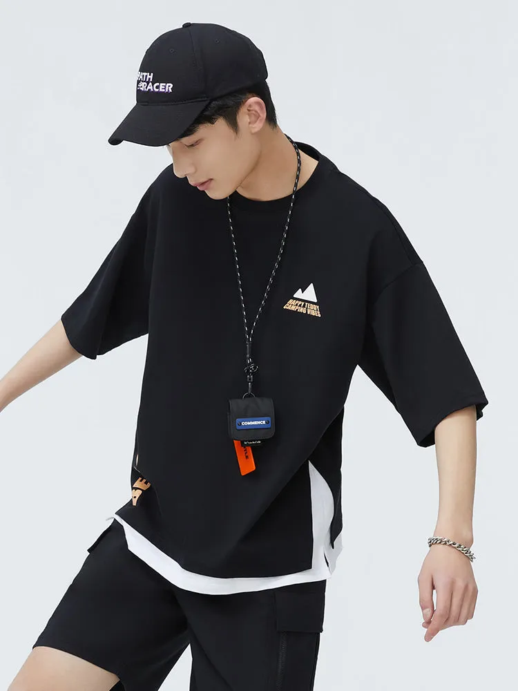 Men's Double-yarn Cotton Single Jersey Round Neck Short Sleeves T-Shirt