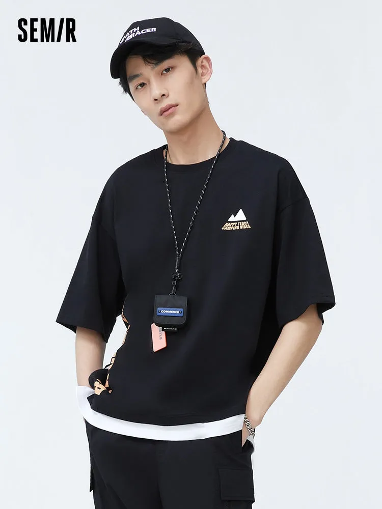 Men's Double-yarn Cotton Single Jersey Round Neck Short Sleeves T-Shirt