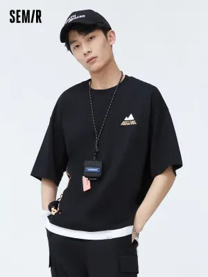 Men's Double-yarn Cotton Single Jersey Round Neck Short Sleeves T-Shirt
