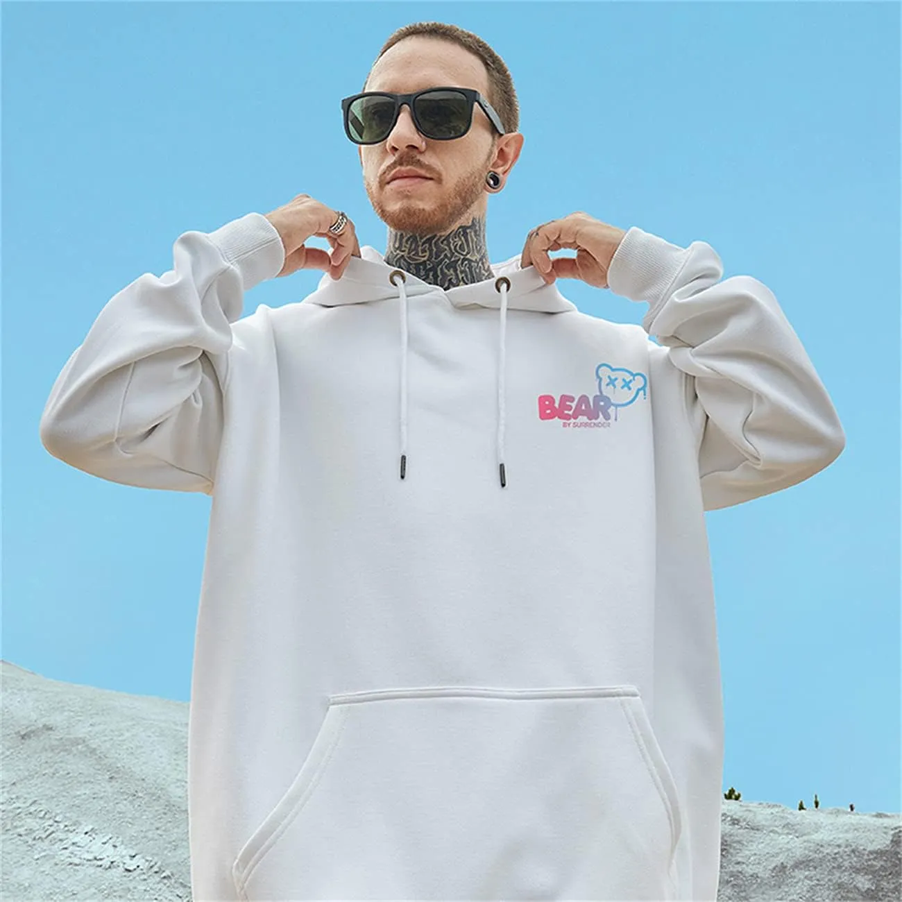 Men's Oversized Fashion Hip-Hop Pullover Couple Hoodies smile bear Graphic Hoodies for Teens Men Women Youth