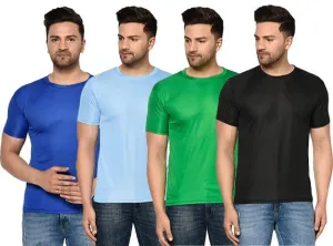Mens Pack Of-4 Half Sleeves Round Neck T-shirt With Free Digital Watch
