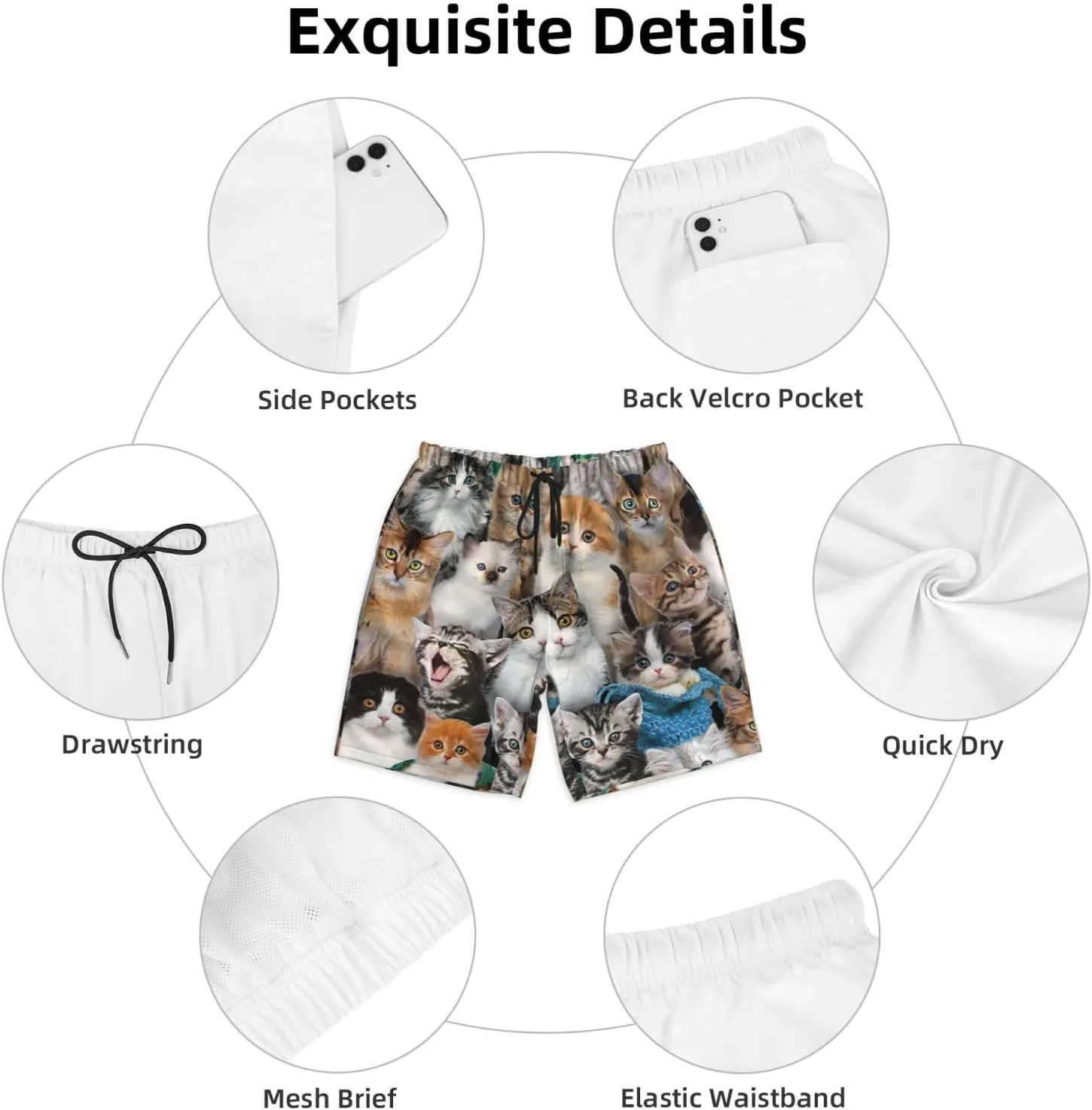 Mens Swim Trunks with Mesh Lining,Quick Dry Swimsuit Board Shorts Beach Pants Swimwear Bathing Suits