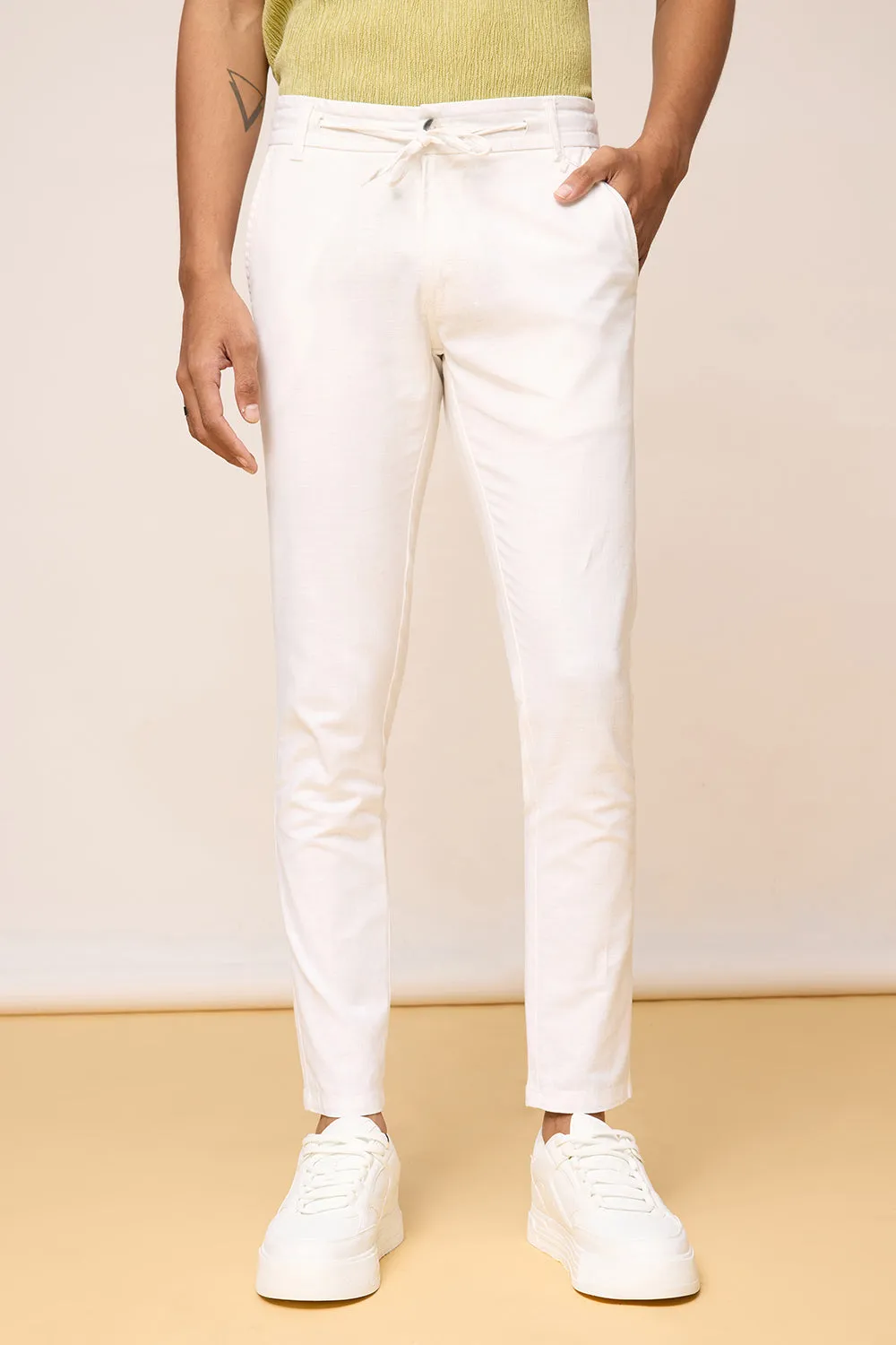 Men's White Drift Drawstring Pants