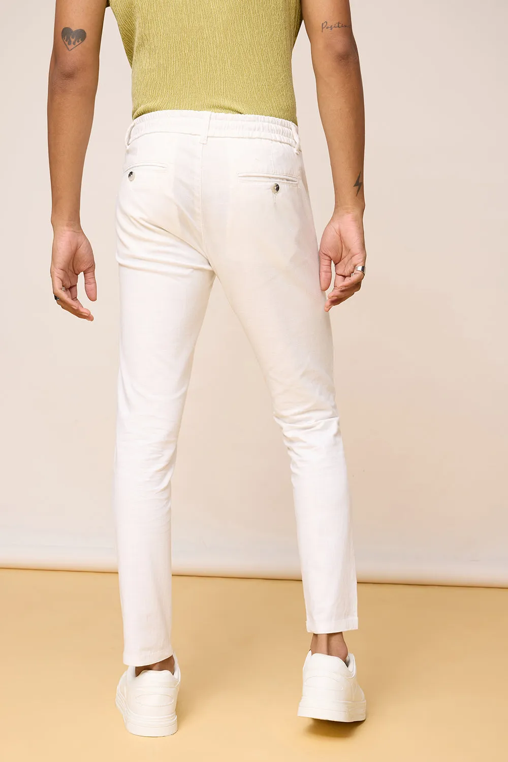 Men's White Drift Drawstring Pants