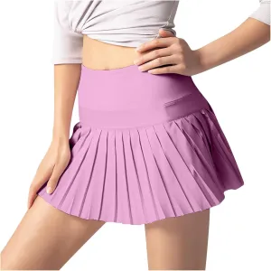 Mini Skorts for Women Trendy Pleated Flowy Workout Summer High Waisted Skirts Cute Skater Tennis Skirt Sport Dress
