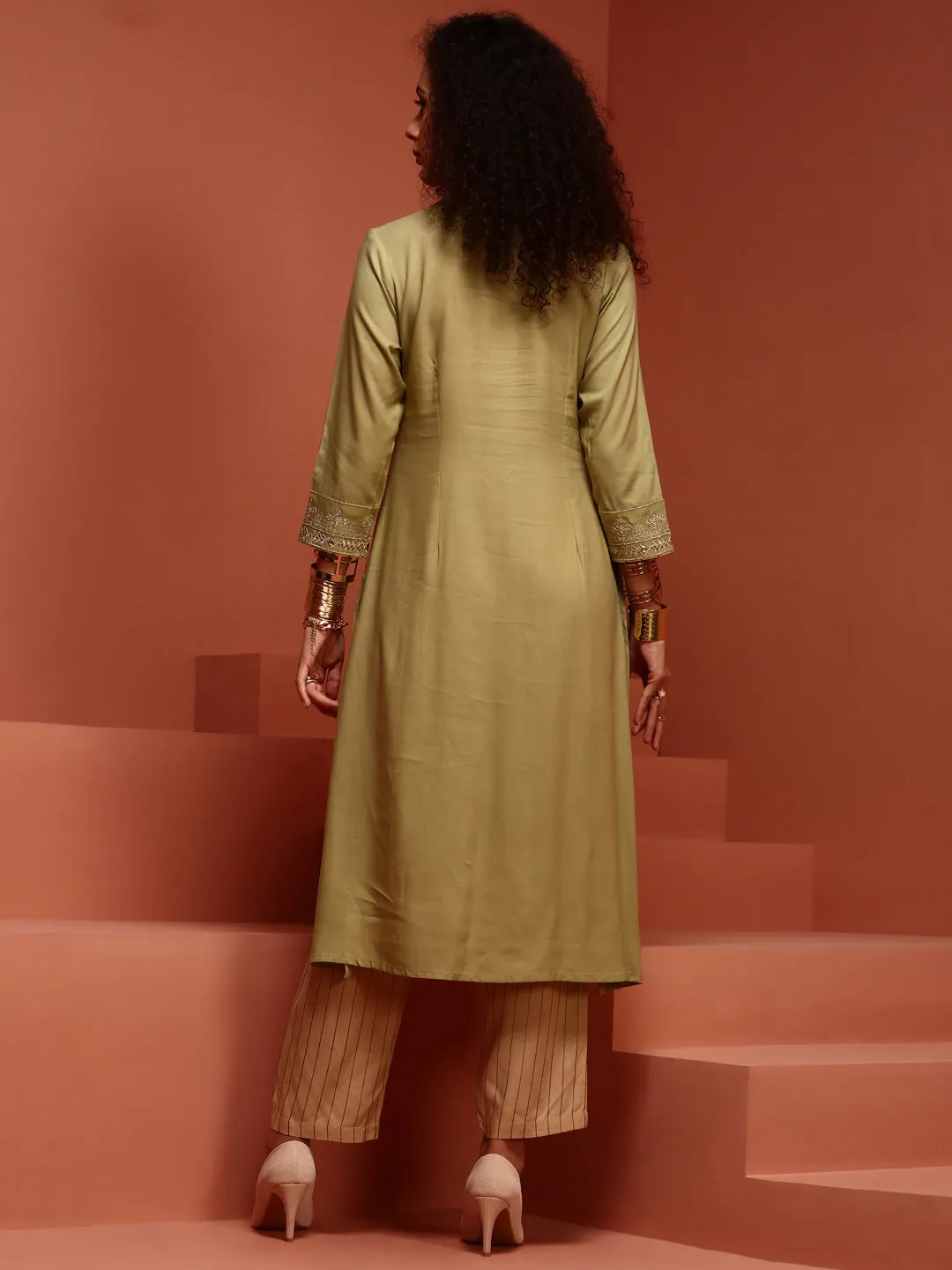 Mint Embroidered Kurta Set