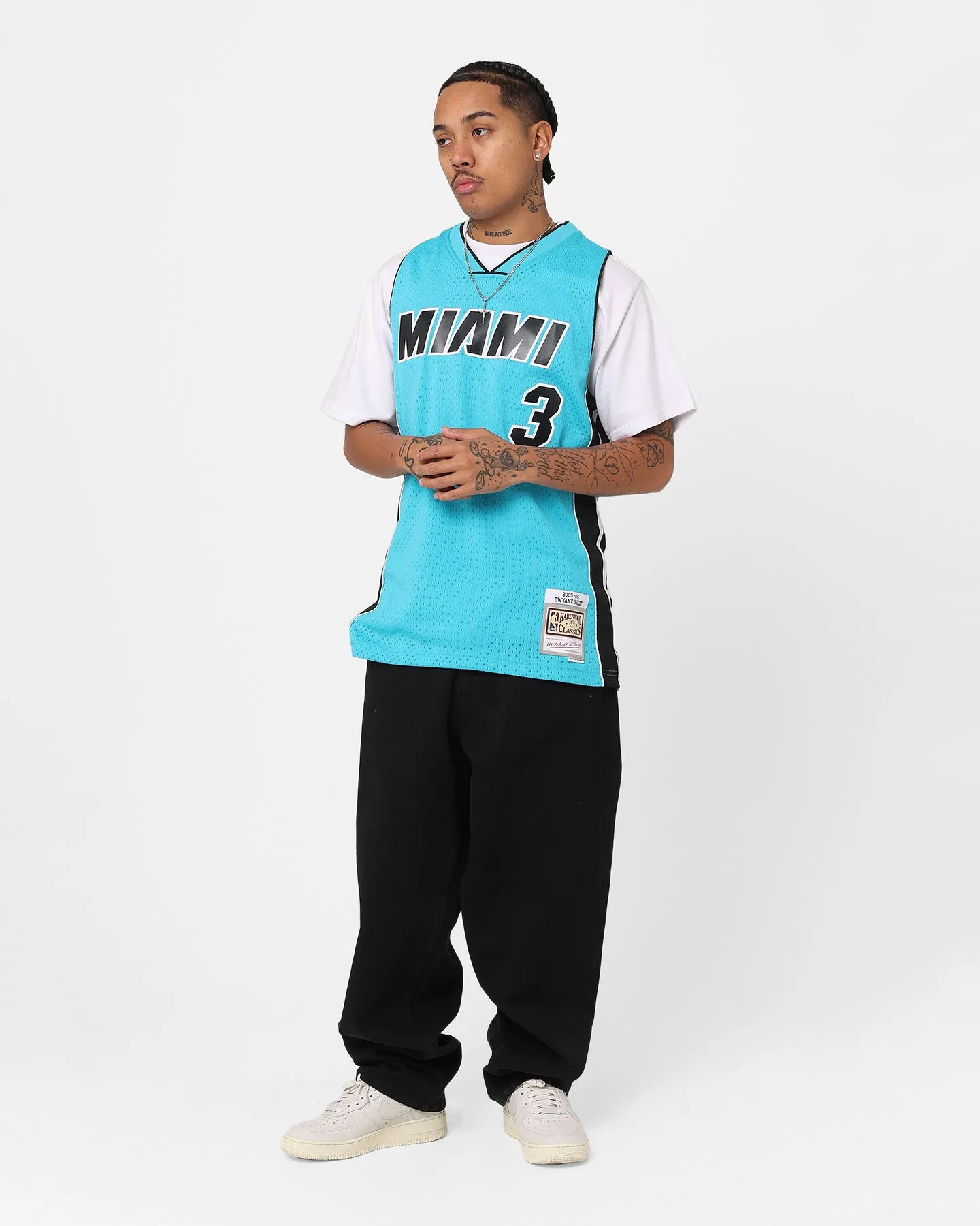 Mitchell & Ness Dwyane Wade Miami Heat Neon Tropical Swing Jersey Neon Blue