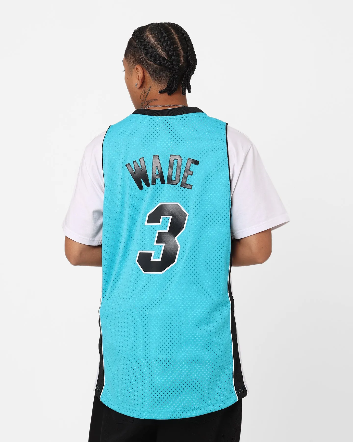 Mitchell & Ness Dwyane Wade Miami Heat Neon Tropical Swing Jersey Neon Blue