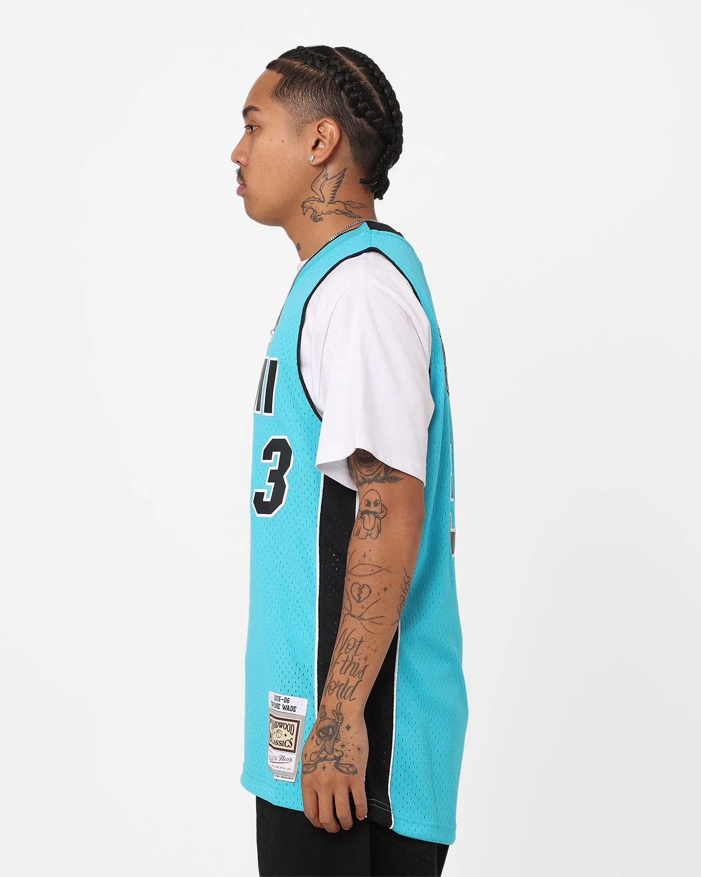 Mitchell & Ness Dwyane Wade Miami Heat Neon Tropical Swing Jersey Neon Blue