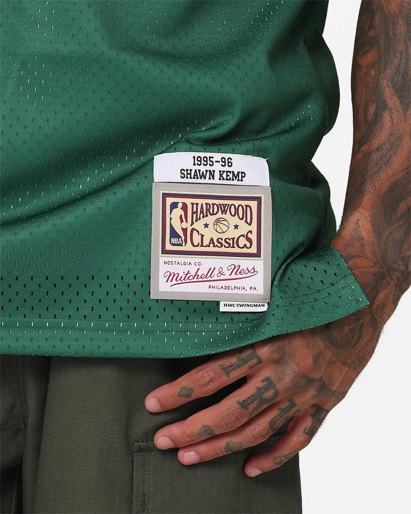 Mitchell & Ness Shawn Kemp Seattle SuperSonics #40 '95-'96 Road Swing Jersey Green
