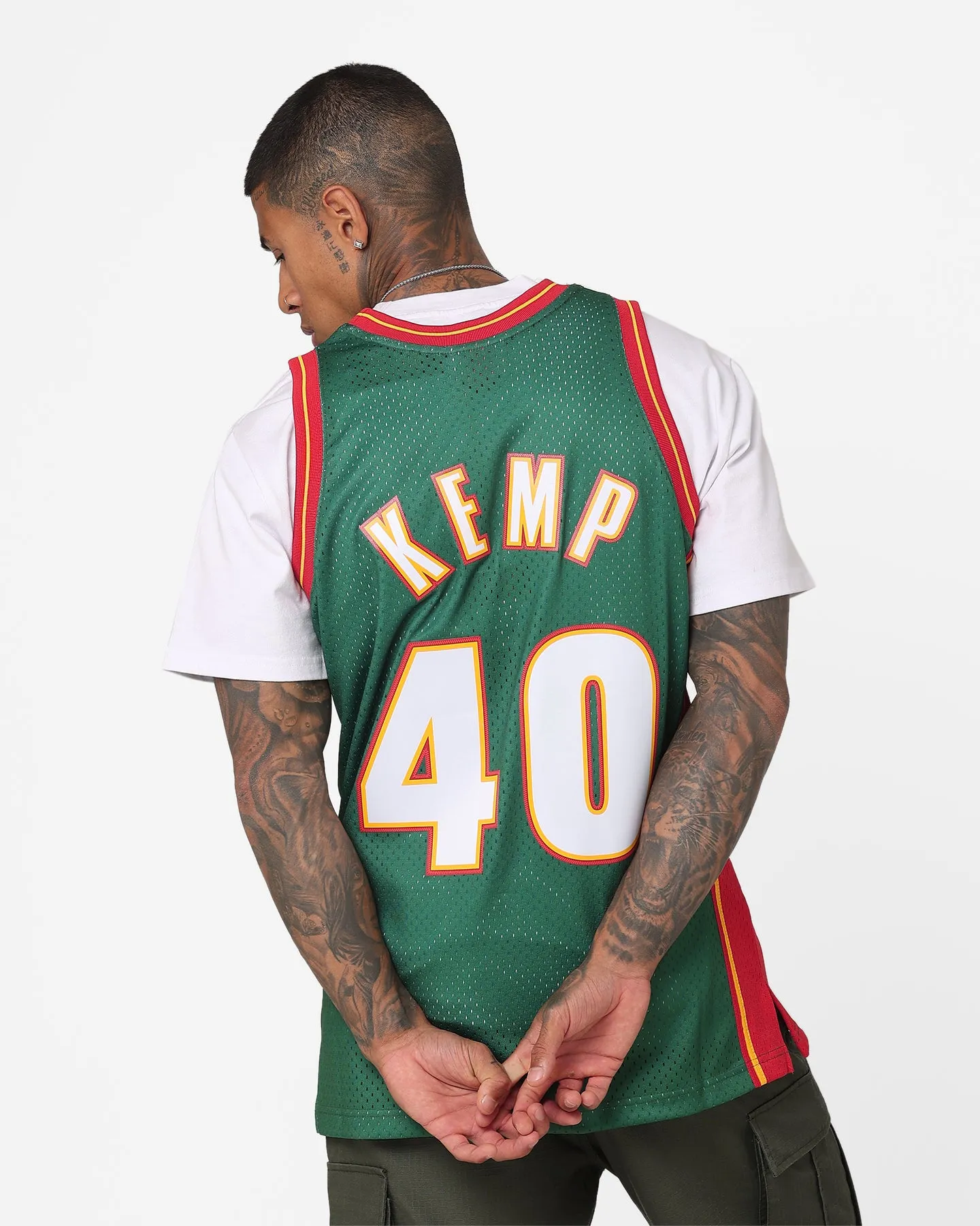 Mitchell & Ness Shawn Kemp Seattle SuperSonics #40 '95-'96 Road Swing Jersey Green