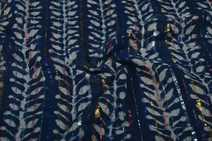 Multicolor Stripes Cotton Voile Lurex Fabric