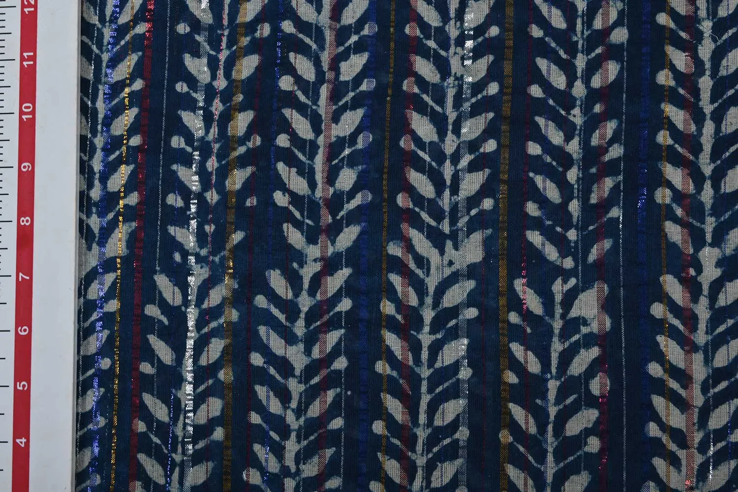 Multicolor Stripes Cotton Voile Lurex Fabric