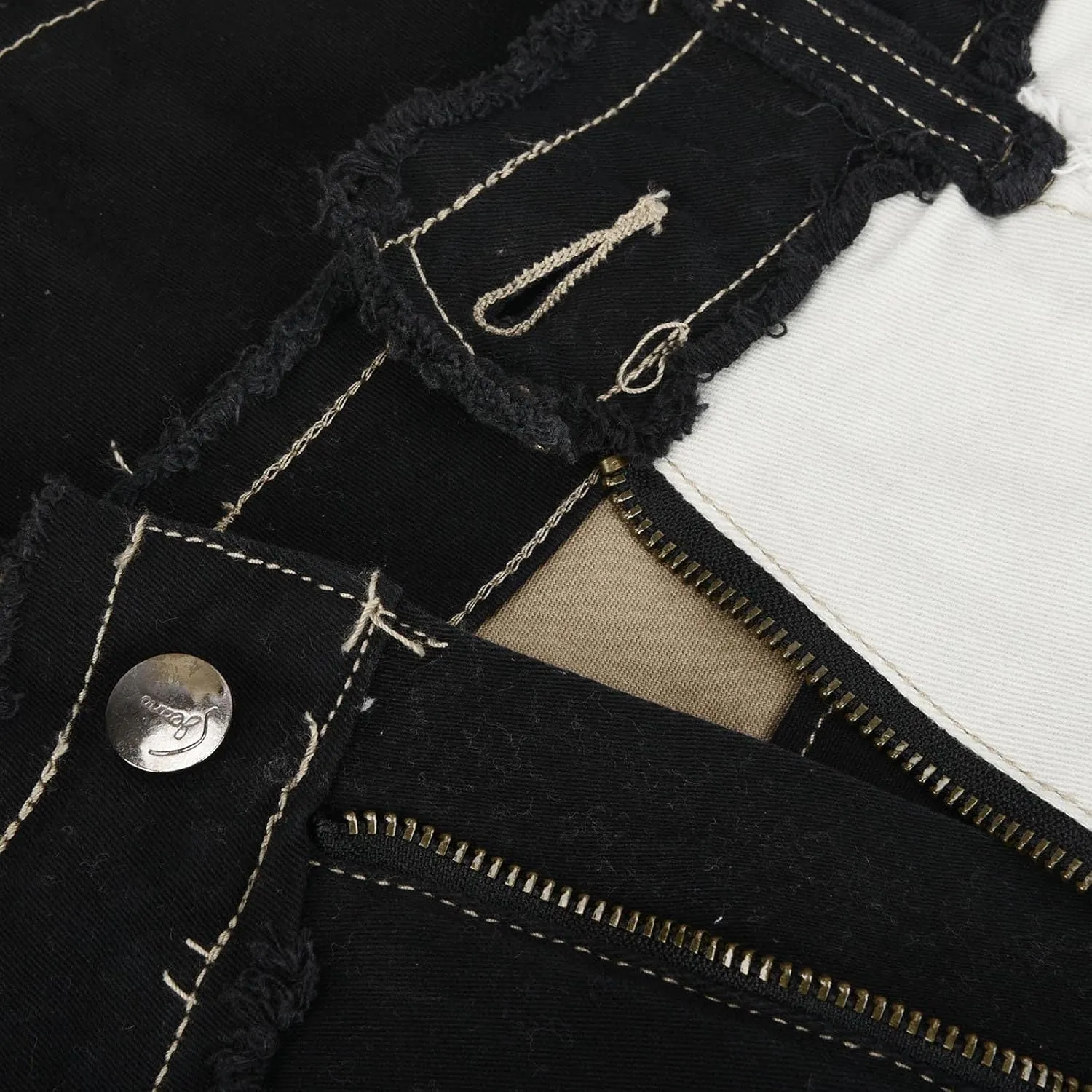 NaRHbrg Denim Skirts for Women's Casual Distressed Ripped A-Line Denim Short Skirt Zipper Front Denim Mini Skirt with Pocket
