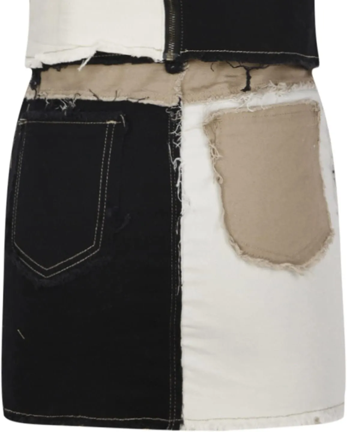 NaRHbrg Denim Skirts for Women's Casual Distressed Ripped A-Line Denim Short Skirt Zipper Front Denim Mini Skirt with Pocket