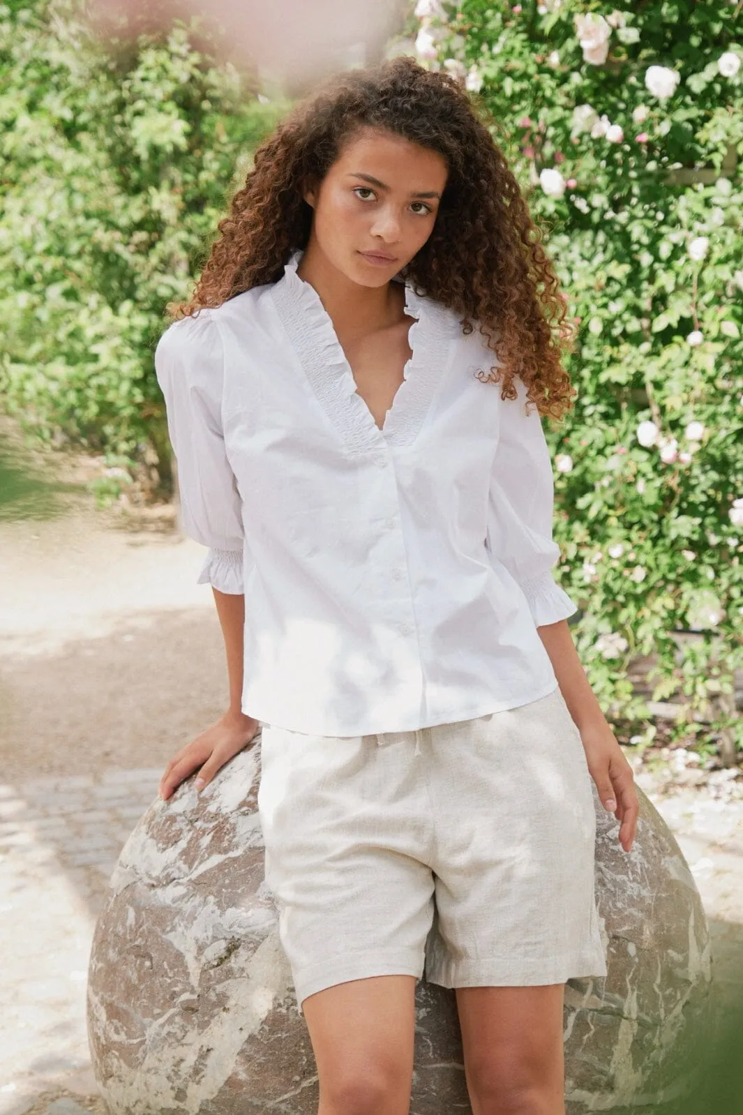 Neo Noir - Santo Soft Linen Shorts - Natural