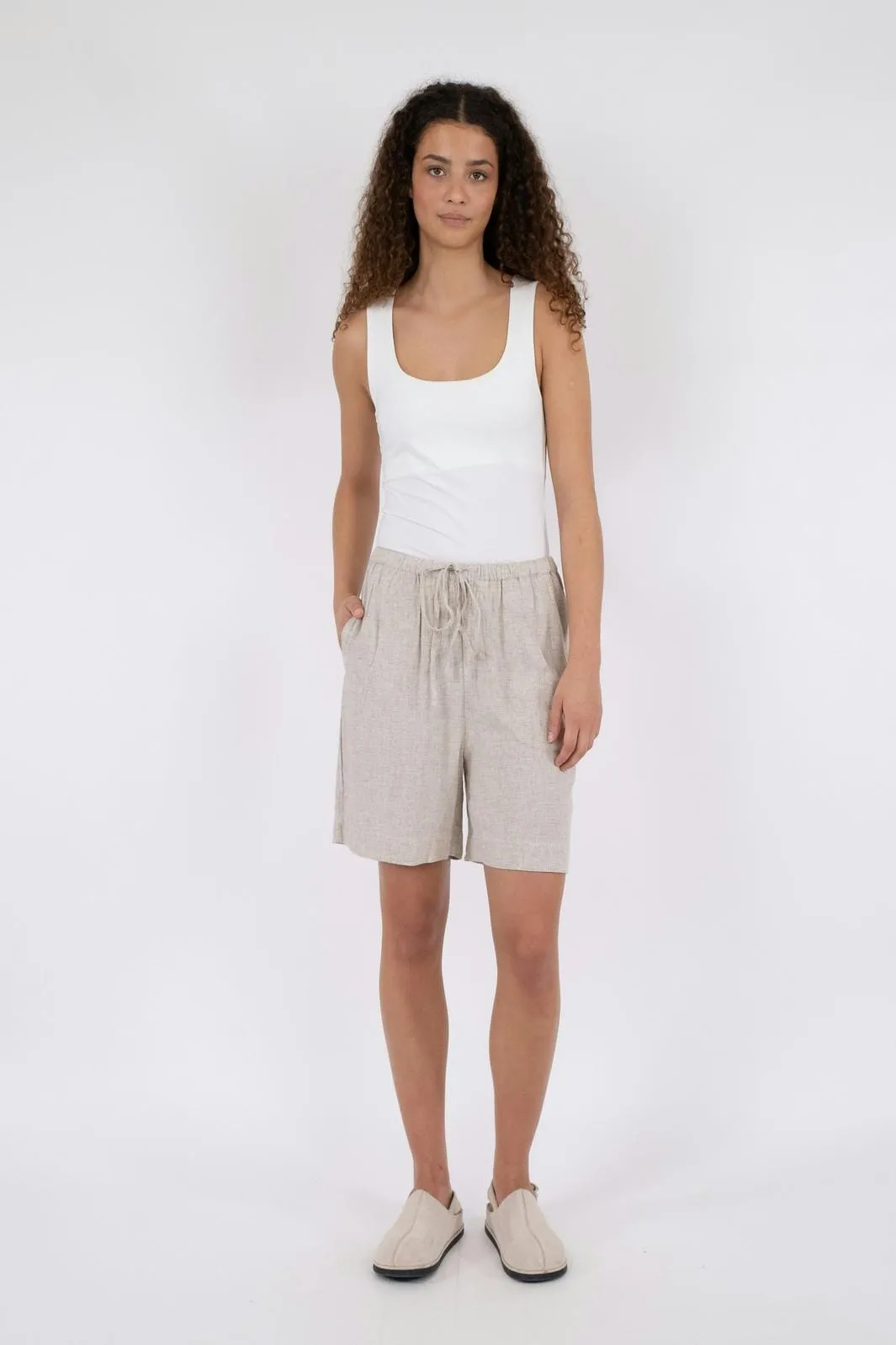 Neo Noir - Santo Soft Linen Shorts - Natural