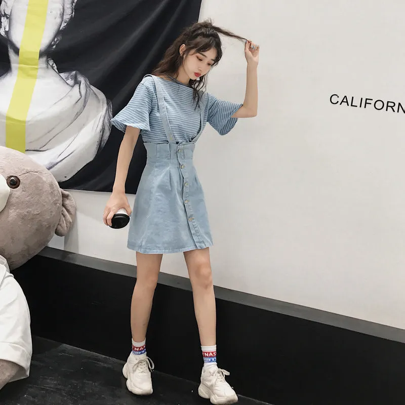 Niche Trendy Couple Summer Short Sleeve T-Shirt Korean INS Popular Elegant Dress Sets