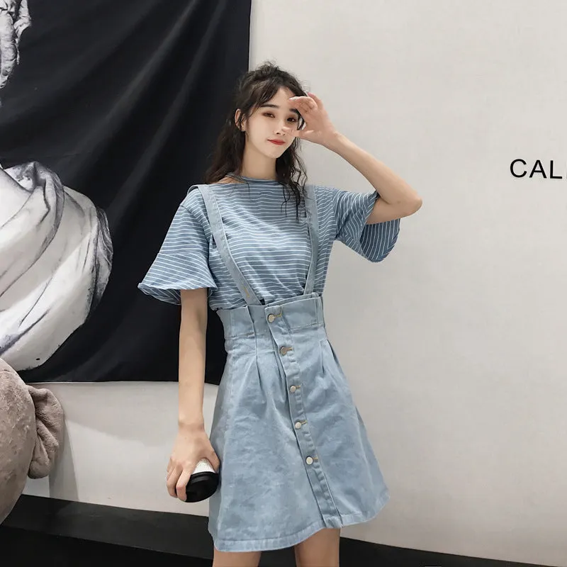 Niche Trendy Couple Summer Short Sleeve T-Shirt Korean INS Popular Elegant Dress Sets