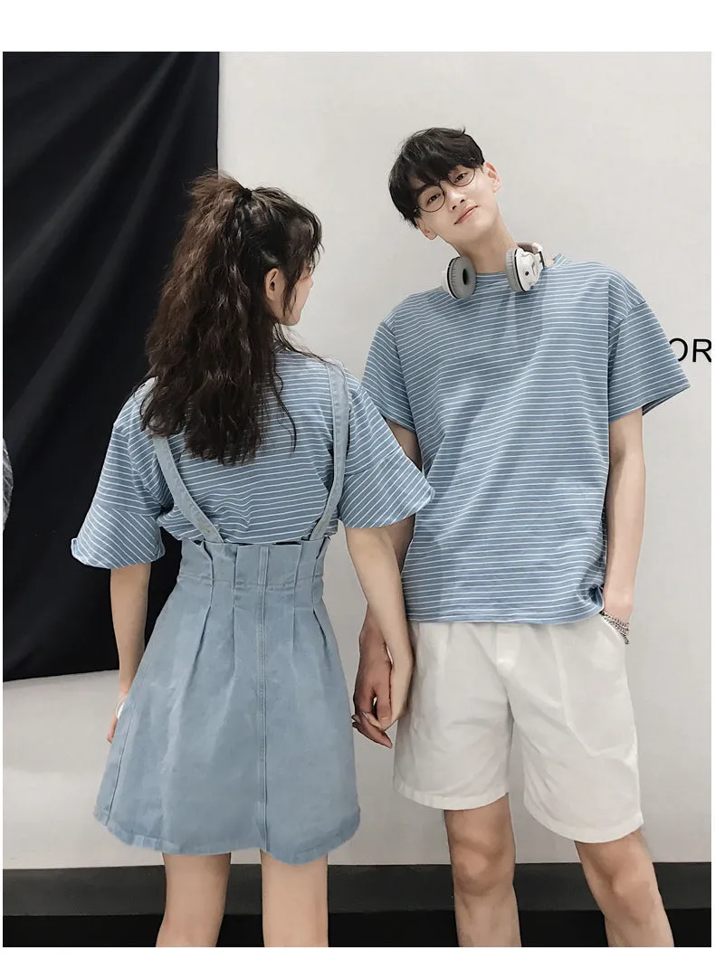Niche Trendy Couple Summer Short Sleeve T-Shirt Korean INS Popular Elegant Dress Sets