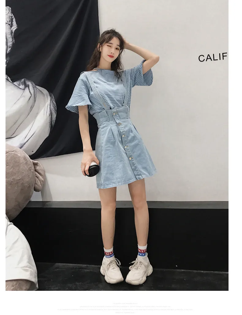 Niche Trendy Couple Summer Short Sleeve T-Shirt Korean INS Popular Elegant Dress Sets
