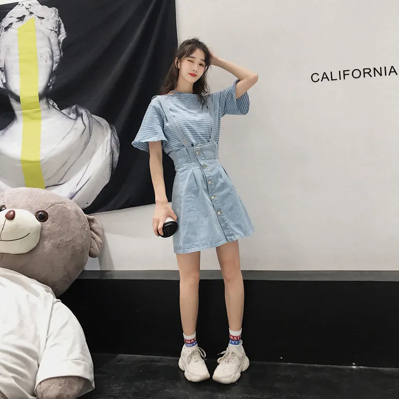 Niche Trendy Couple Summer Short Sleeve T-Shirt Korean INS Popular Elegant Dress Sets