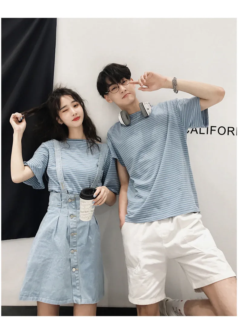 Niche Trendy Couple Summer Short Sleeve T-Shirt Korean INS Popular Elegant Dress Sets