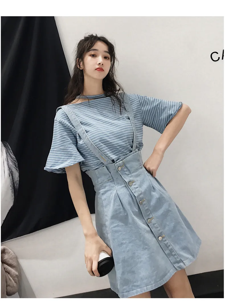 Niche Trendy Couple Summer Short Sleeve T-Shirt Korean INS Popular Elegant Dress Sets