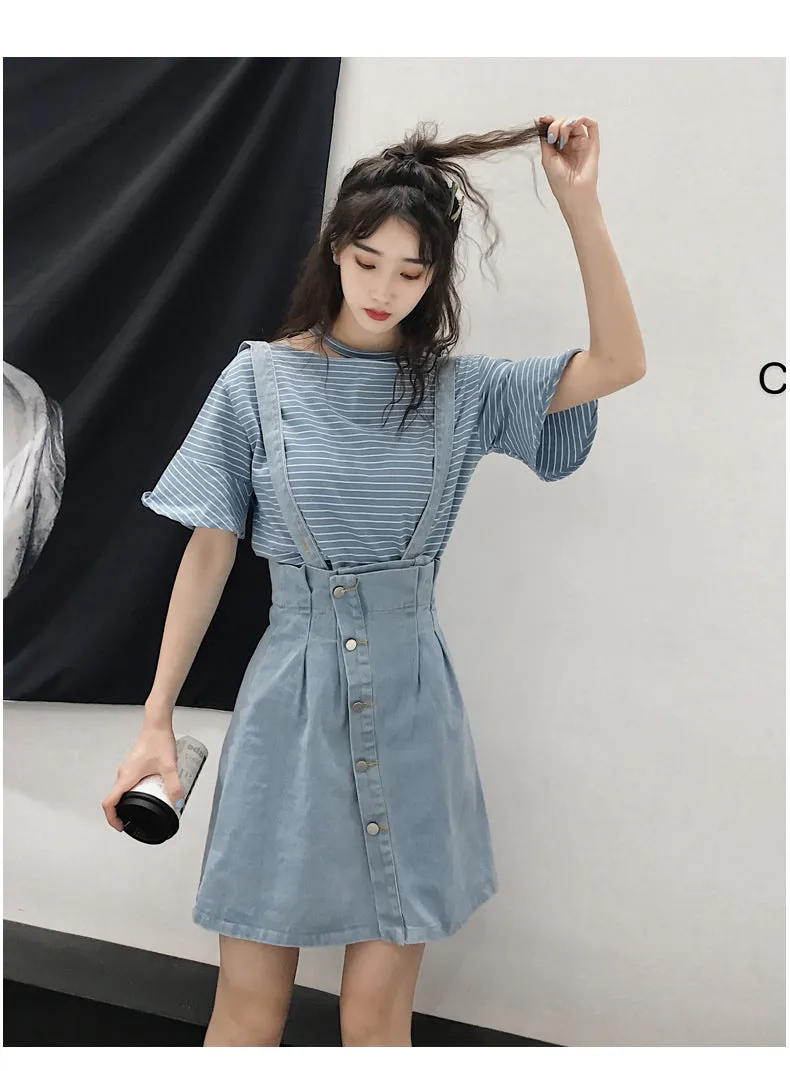 Niche Trendy Couple Summer Short Sleeve T-Shirt Korean INS Popular Elegant Dress Sets