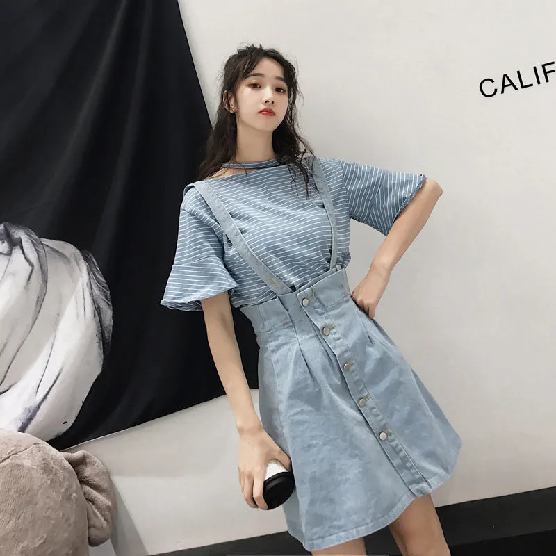 Niche Trendy Couple Summer Short Sleeve T-Shirt Korean INS Popular Elegant Dress Sets