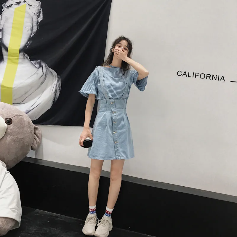 Niche Trendy Couple Summer Short Sleeve T-Shirt Korean INS Popular Elegant Dress Sets