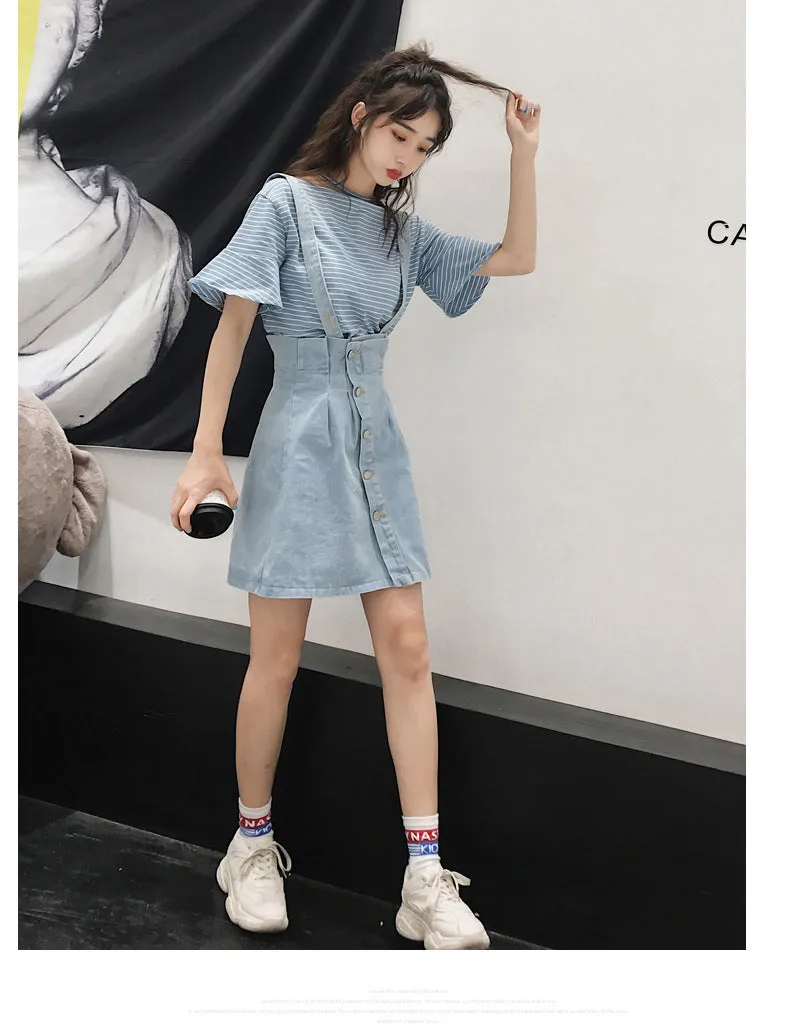 Niche Trendy Couple Summer Short Sleeve T-Shirt Korean INS Popular Elegant Dress Sets