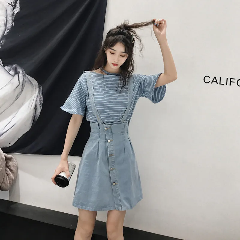 Niche Trendy Couple Summer Short Sleeve T-Shirt Korean INS Popular Elegant Dress Sets