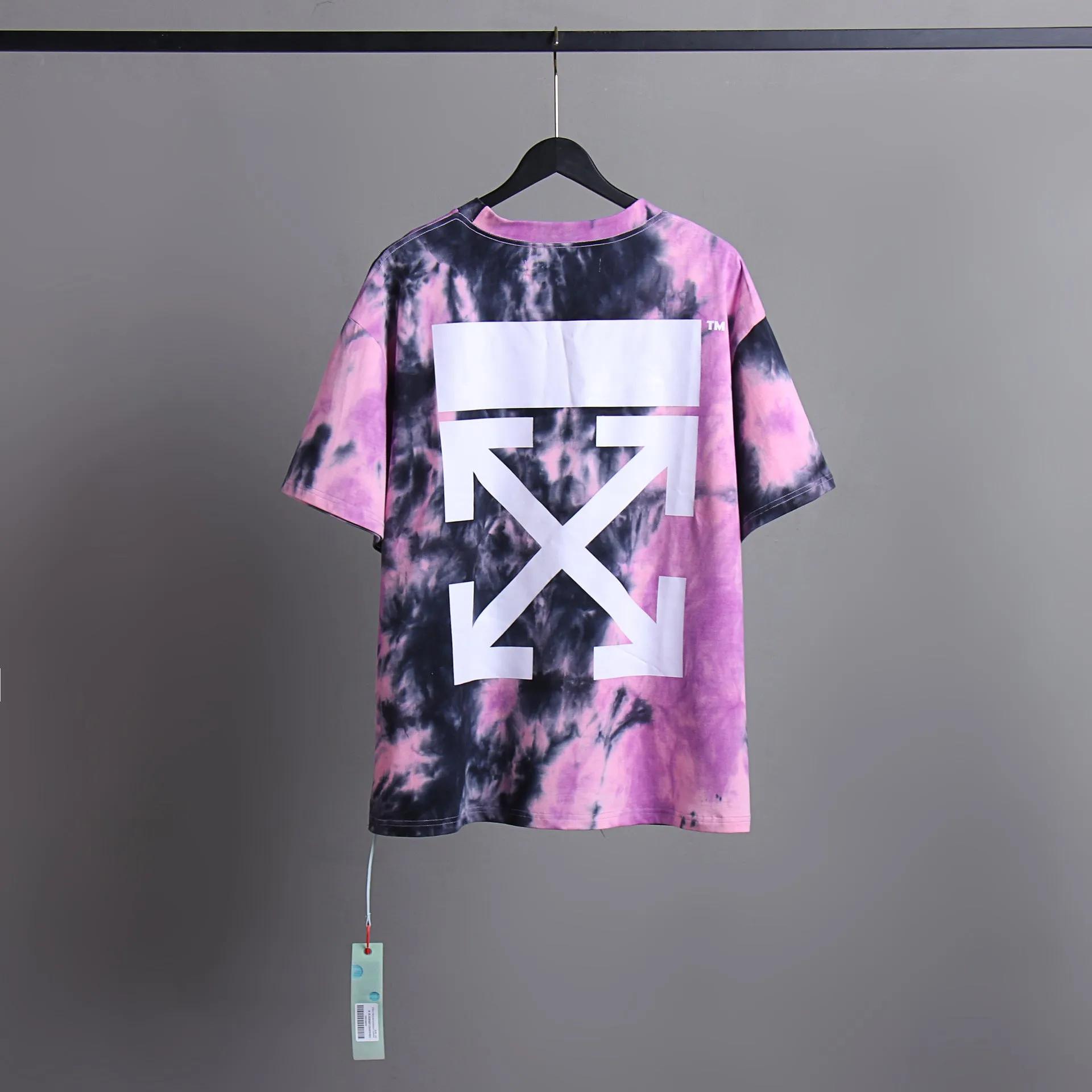 Off Whtie T Shirts Diagonal Arrow Print Male And Female Trendy Brand Short Sleeve