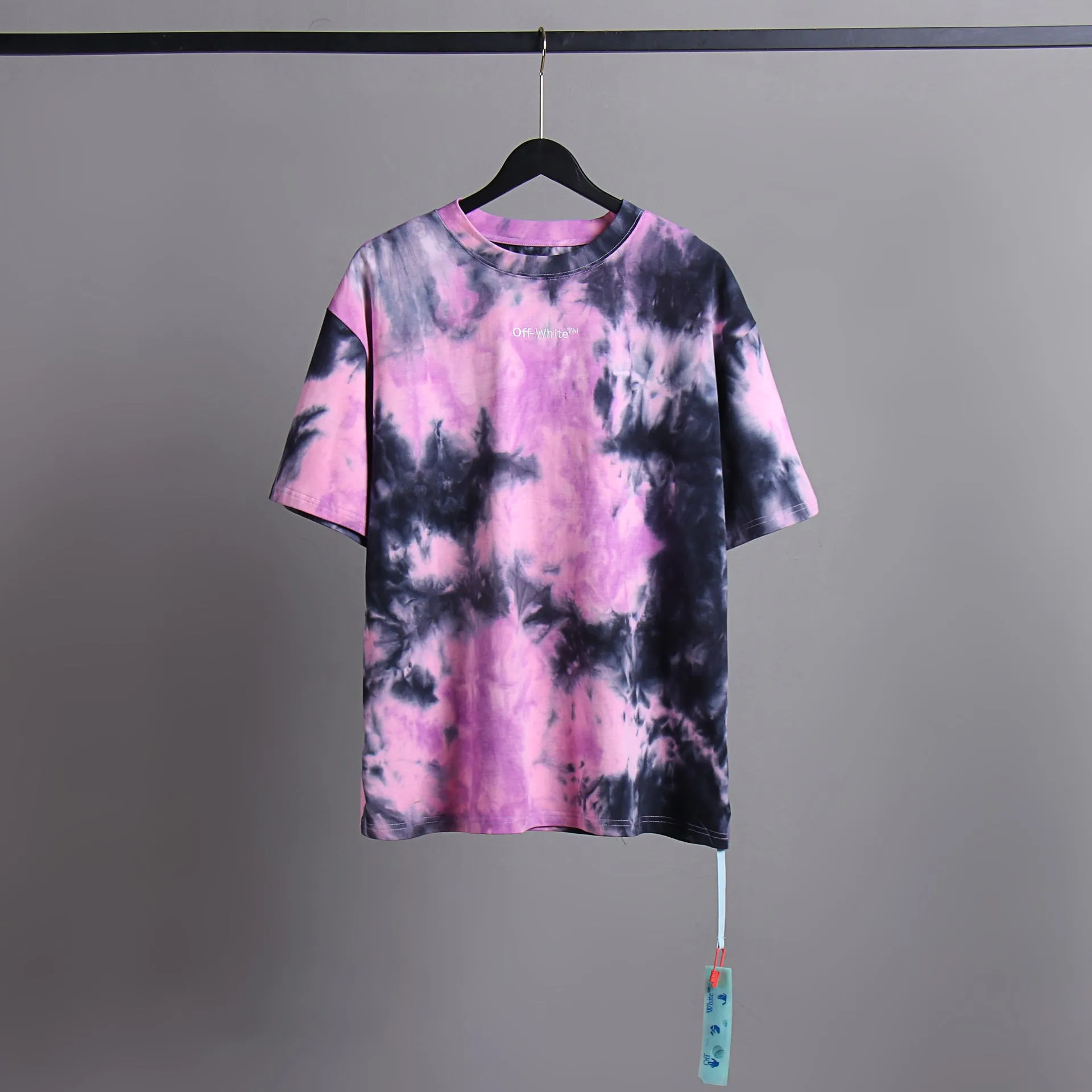 Off Whtie T Shirts Diagonal Arrow Print Male And Female Trendy Brand Short Sleeve
